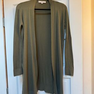 LOFT Olive Open-Front Cardigan